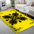 Hawaiian Quilt Maui Plant And Hibiscus Pattern Area Rug - Black Yellow - AH - Polynesian Pride