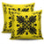 Hawaiian Quilt Maui Plant And Hibiscus Pattern Pillow Covers - Black Yellow - AH - Polynesian Pride