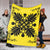 Hawaiian Quilt Maui Plant And Hibiscus Premium Blanket - Black Yellow - AH - Polynesian Pride