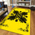 Hawaiian Quilt Maui Plant And Hibiscus Pattern Area Rug - Black Yellow - AH - Polynesian Pride