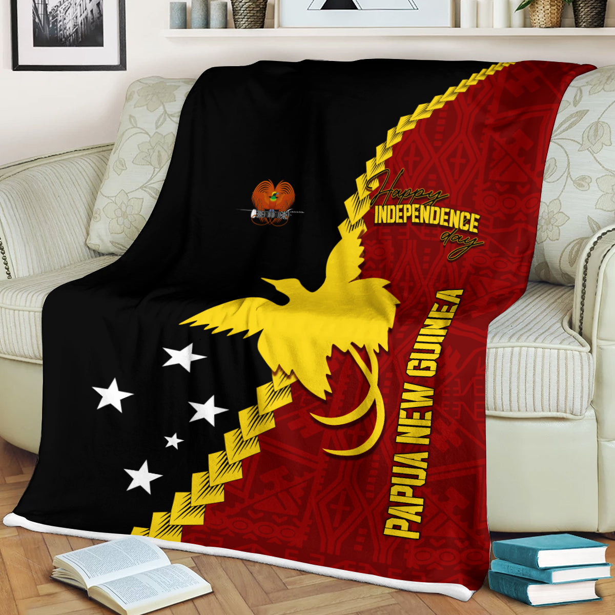 Papua New Guinea Premium Blanket 47th Independence Anniversary - Motu Revareva LT7 White - Polynesian Pride