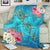 Hawaii Turtle Ocean Tropical Flowers Premium Blanket - Siri Style - AH White - Polynesian Pride