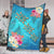 Hawaii Turtle Ocean Tropical Flowers Premium Blanket - Siri Style - AH - Polynesian Pride