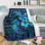 Hawaii Couple Shark Hibiscus Polynesian Premium Blanket - Blue - Mina Style - AH - Polynesian Pride