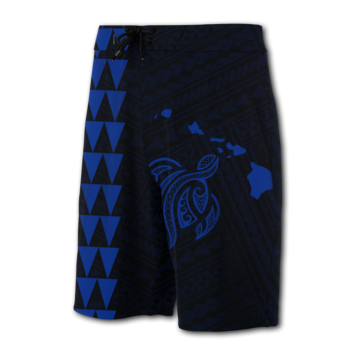 Hawaii Kakau Polynesian Turtle Map Board Shorts - Blue - Polynesian Pride