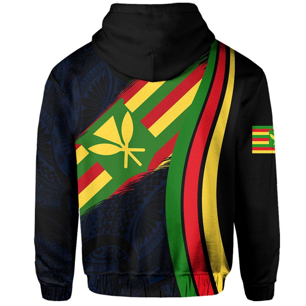Hawaii Polynesian Kanaka Flag Hoodie Zip Blue Ten Style - Polynesian Pride