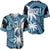 Fiji Coat Of Arms Baseball Jersey Masi Tapa Mixed Palm Tree No1 Blue Version LT9 Blue - Polynesian Pride