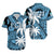 Fiji Matching Hawaiian Shirt and Dress Coat Of Arms with Masi Tapa Mixed Palm Tree No1 Blue Version LT9 - Polynesian Pride