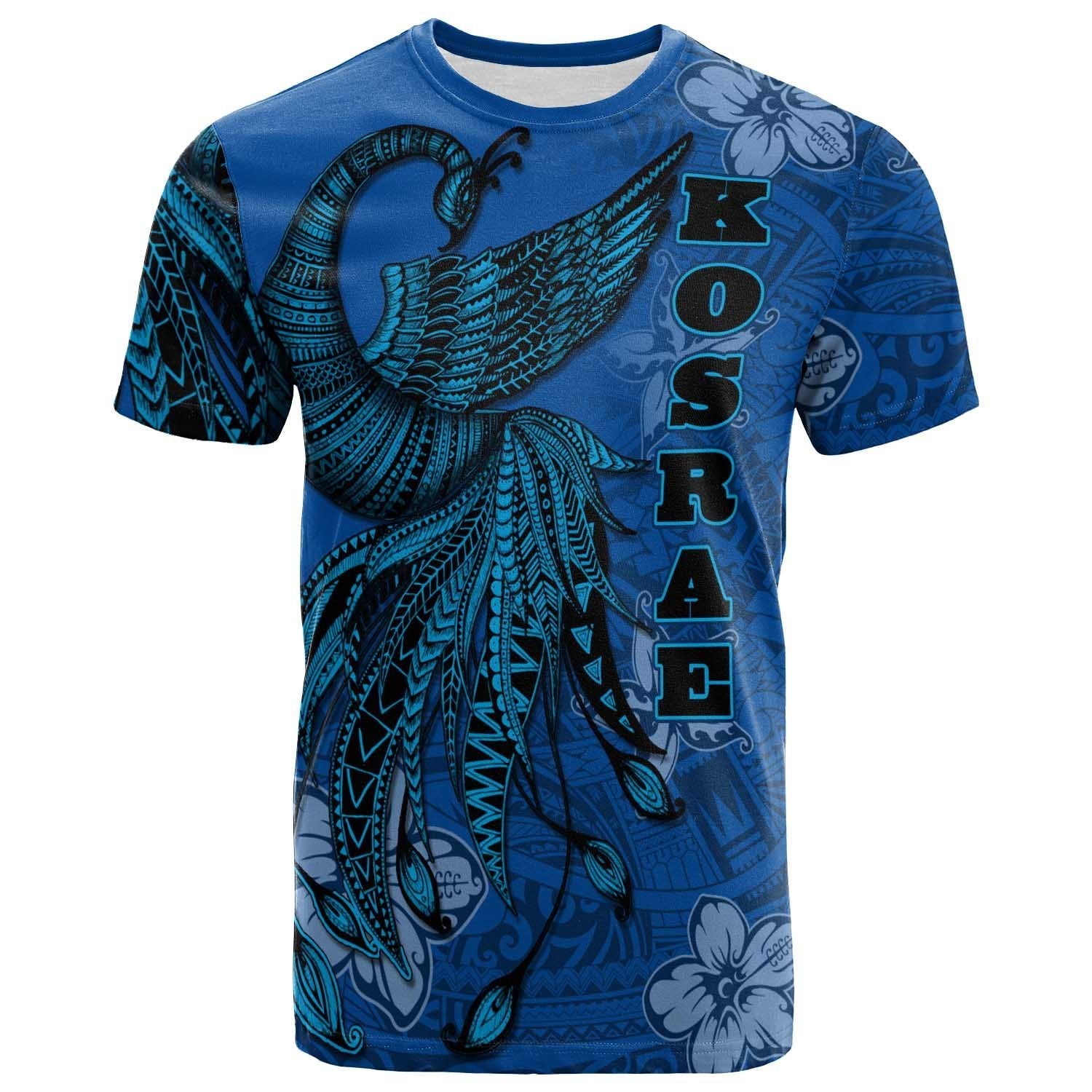 Kosrae T Shirt Polynesian Phoenix Bird, Fairytales Bird Blue Unisex Blue - Polynesian Pride