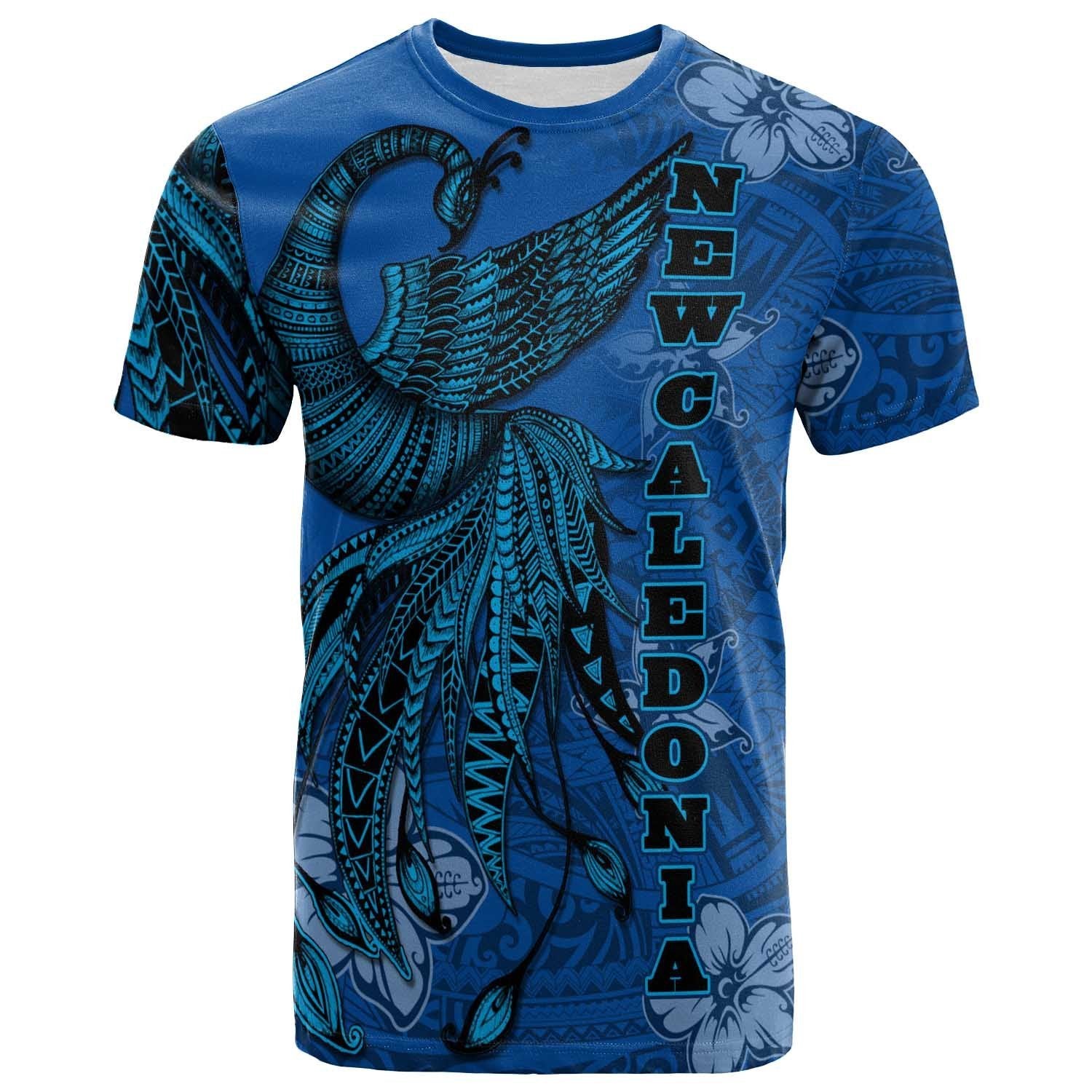 New Caledonia T Shirt Polynesian Phoenix Bird, Fairytales Bird Blue Unisex Blue - Polynesian Pride