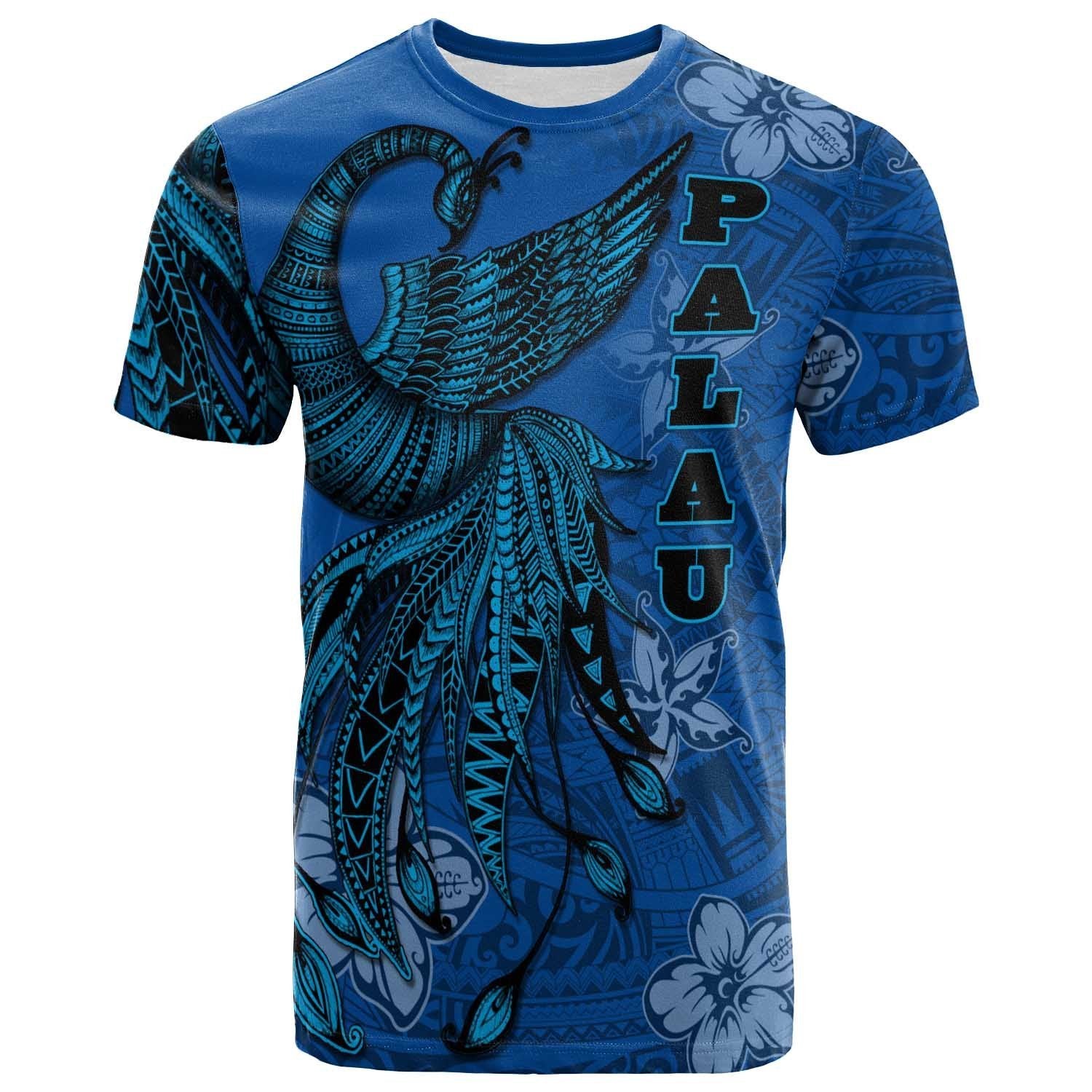 Palau T Shirt Polynesian Phoenix Bird, Fairytales Bird Blue Unisex Blue - Polynesian Pride