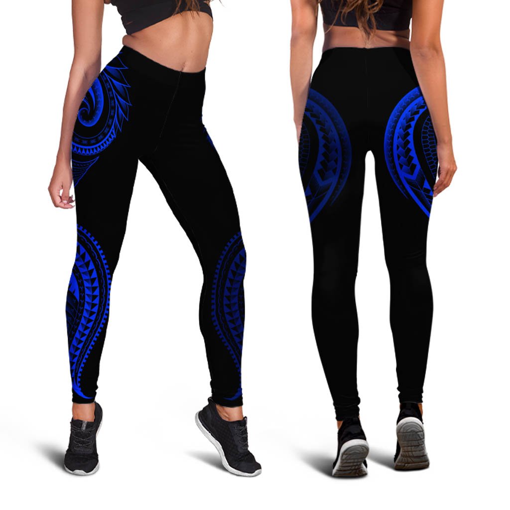 Polynesian Leggings - Polynesian Tattoo Blue Version - Polynesian Pride