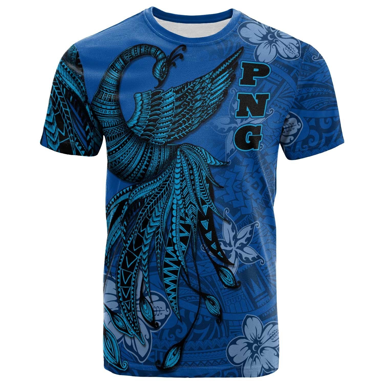 Papua New Guinea T Shirt Polynesian Phoenix Bird, Fairytales Bird Blue Unisex Blue - Polynesian Pride