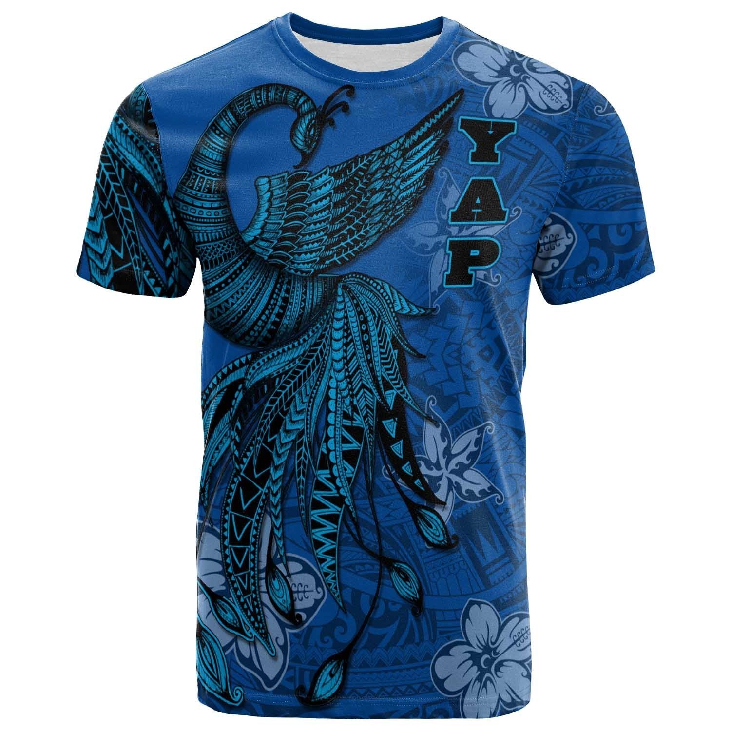 Yap T Shirt Polynesian Phoenix Bird, Fairytales Bird Blue Unisex Blue - Polynesian Pride