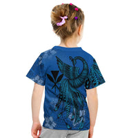Kanaka Maoli T Shirt Polynesian Phoenix Bird, Fairytales Bird Blue - Polynesian Pride