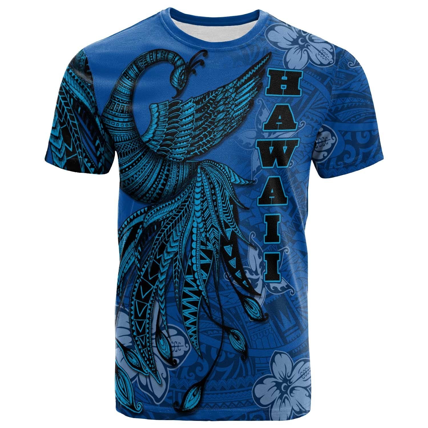 Kanaka Maoli T Shirt Polynesian Phoenix Bird, Fairytales Bird Blue Unisex Blue - Polynesian Pride