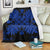 Hawaiian Quilt Maui Plant And Hibiscus Premium Blanket - Blue Black - AH White - Polynesian Pride