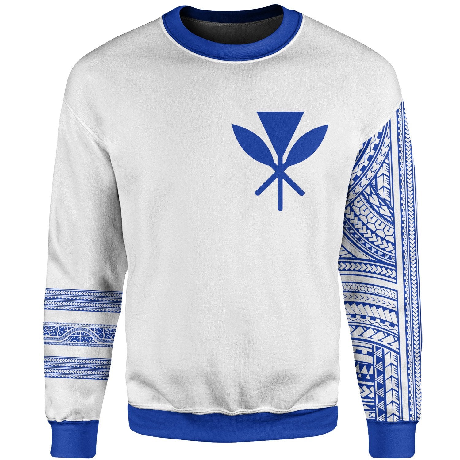 Hawaii Sweatshirt - Custom Personalised Kanaka Maoli Simple Style Blue White Color Unisex White - Polynesian Pride