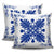 Hawaiian Quilt Maui Plant And Hibiscus Pattern Pillow Covers - Blue White - AH - Polynesian Pride