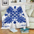 Hawaiian Quilt Maui Plant And Hibiscus Premium Blanket - Blue White - AH White - Polynesian Pride