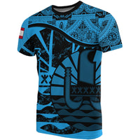 Tahiti T Shirt Tahiti Flag Vintage Style Blue A02 Unisex Blue - Polynesian Pride