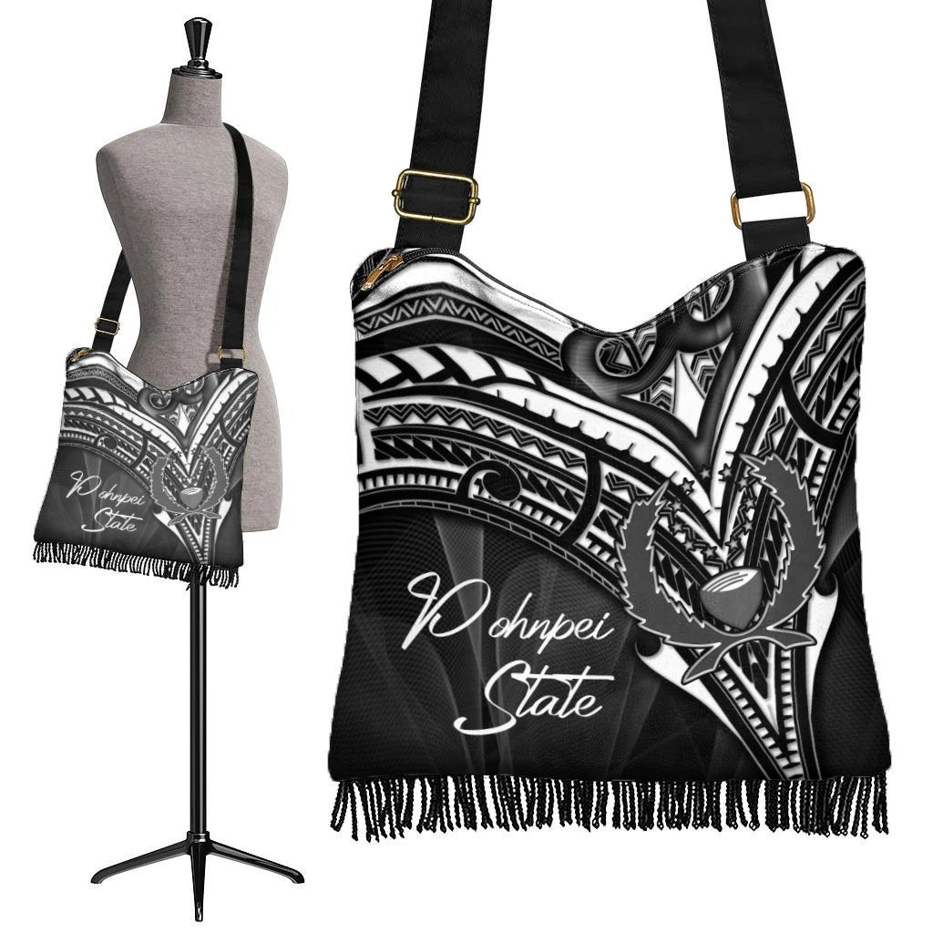 Pohnpei State Boho Handbag - Cross Style Boho Handbag One Size Black - Polynesian Pride