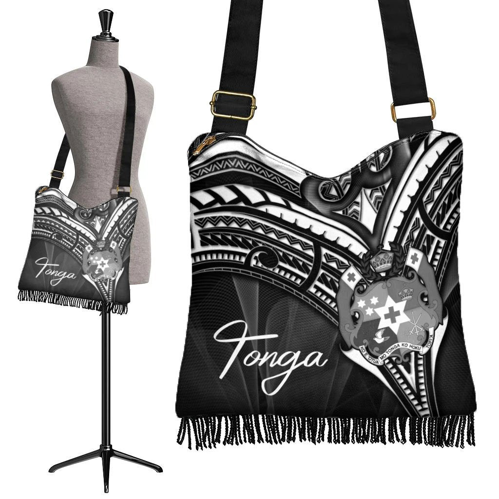 Tonga Boho Handbag - Cross Style Boho Handbag One Size Black - Polynesian Pride