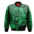 (Custom Personalised) Hawaii Bomber Jacket Shark and Turtle Mix Kakau Green LT9 Unisex Green - Polynesian Pride