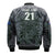 (Custom Text And Number) New Zealand Taiaha Maori Bomber Jacket Minimalist Silver Fern All Black LT9 - Polynesian Pride