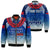 Personalised Samoa Sevens Bomber Jacket Manu Siva Tau With Ula Fala LT7 Unisex Blue - Polynesian Pride