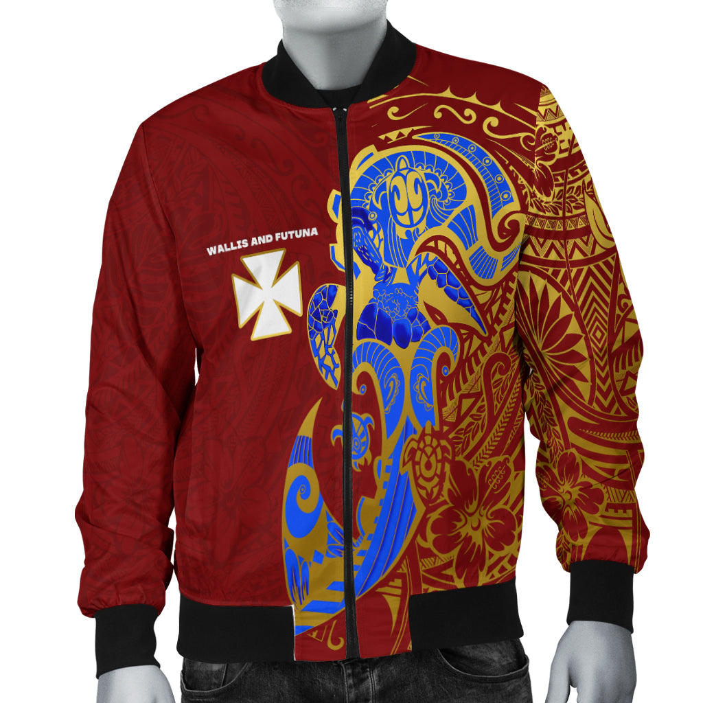 Wallis and Futuna Men's Bomber Jacket Polynesian Royal Style LT16 Red - Polynesian Pride