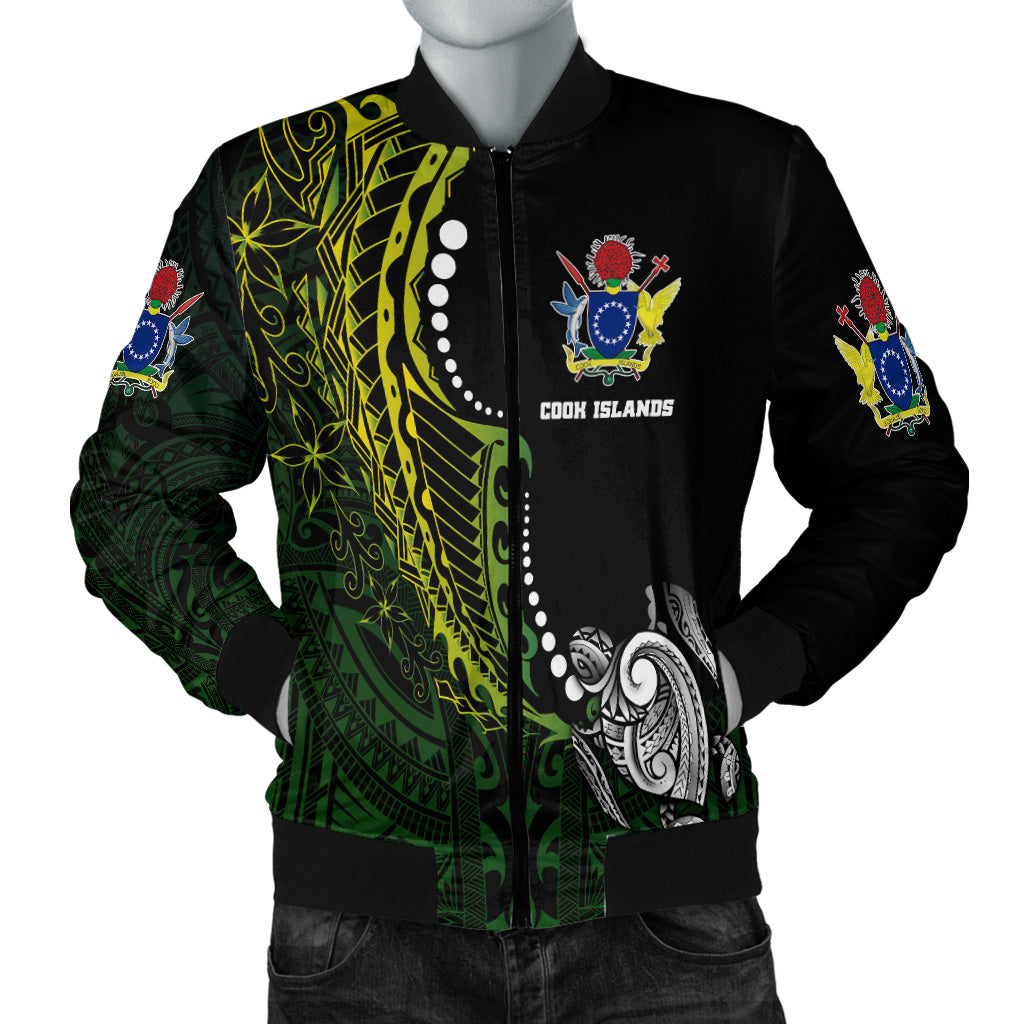(Custom Personalised) Cook Islands Men's Bomber Jacket Simple Style LT16 Black - Polynesian Pride