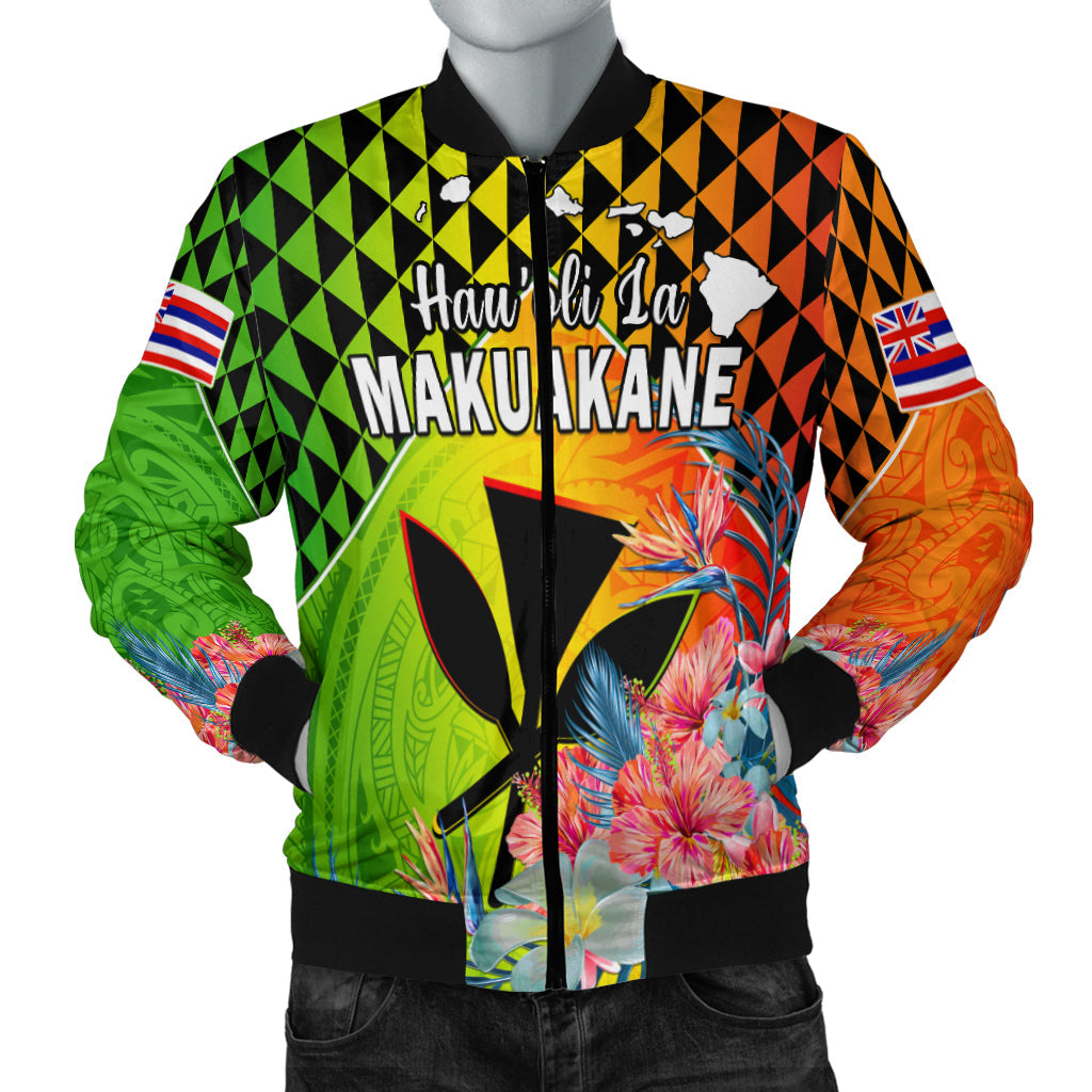 (Custom Personalised) Happy Hawaii Fathers Day Bomber Jacket Hawaiian Tribal Kanaka Maoli Hibiscus LT14 - Polynesian Pride