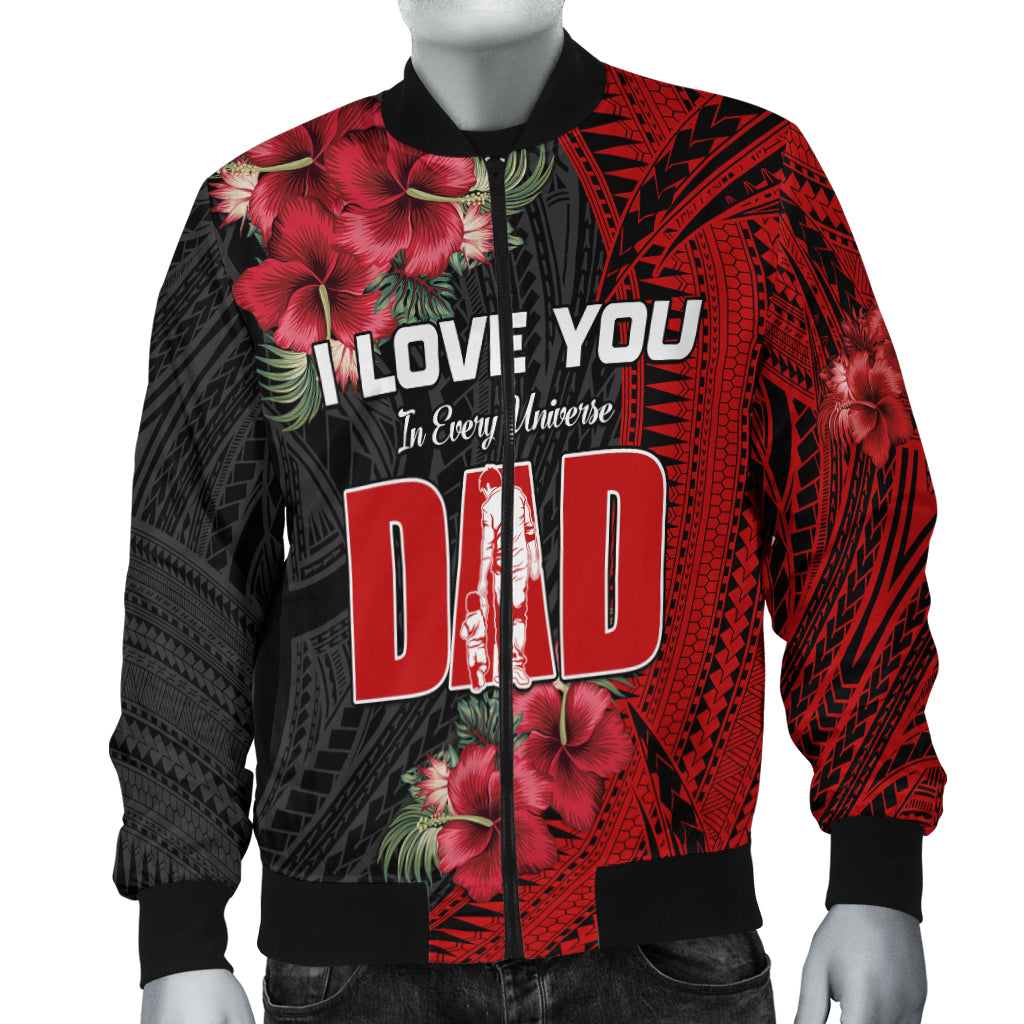 Happy Fathers Day Bomber Jacket Polynesian Best Dad Ever LT13 Unisex Red - Polynesian Pride