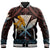 Hawaiian - Kanaka Shark Baseball Jacket - Bubbles Style - AH Unisex Brown - Polynesian Pride