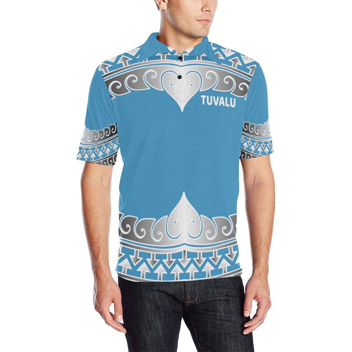 Tuvalu Polo Shirt Tuvalu Wave Style Unisex Blue - Polynesian Pride