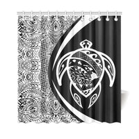 Hawaii Turtle Map Polynesian Shower Curtain - White - Circle Style - Polynesian Pride