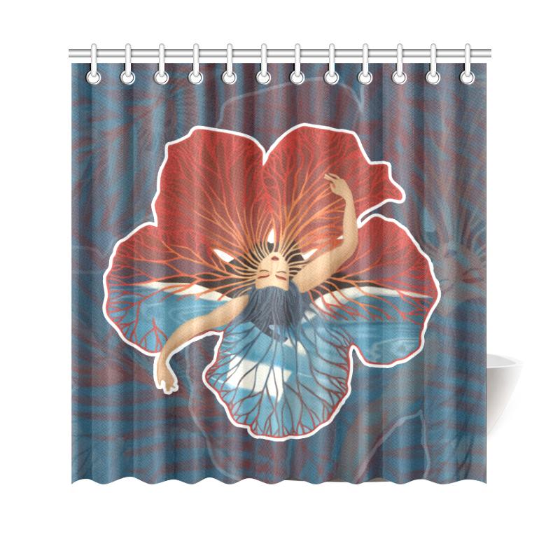 Hula Dance Hibiscus Shower Curtain 177 x 172 (cm) Gray - Polynesian Pride