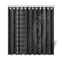 Hawaii Kakau Makau Fish Hook Polynesian Shower Curtain - Grey - Polynesian Pride