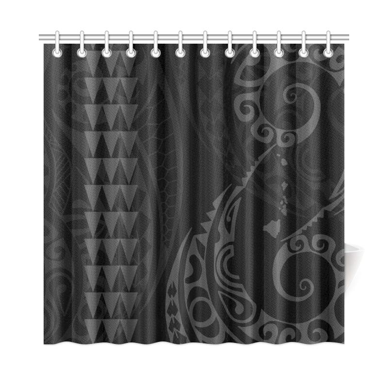 Hawaii Kakau Gray Polynesian Shower Curtain - Polynesian Pride