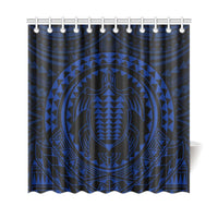 Hawaiian Kakau Honu Arc Blue Polynesian Shower Curtain - Polynesian Pride