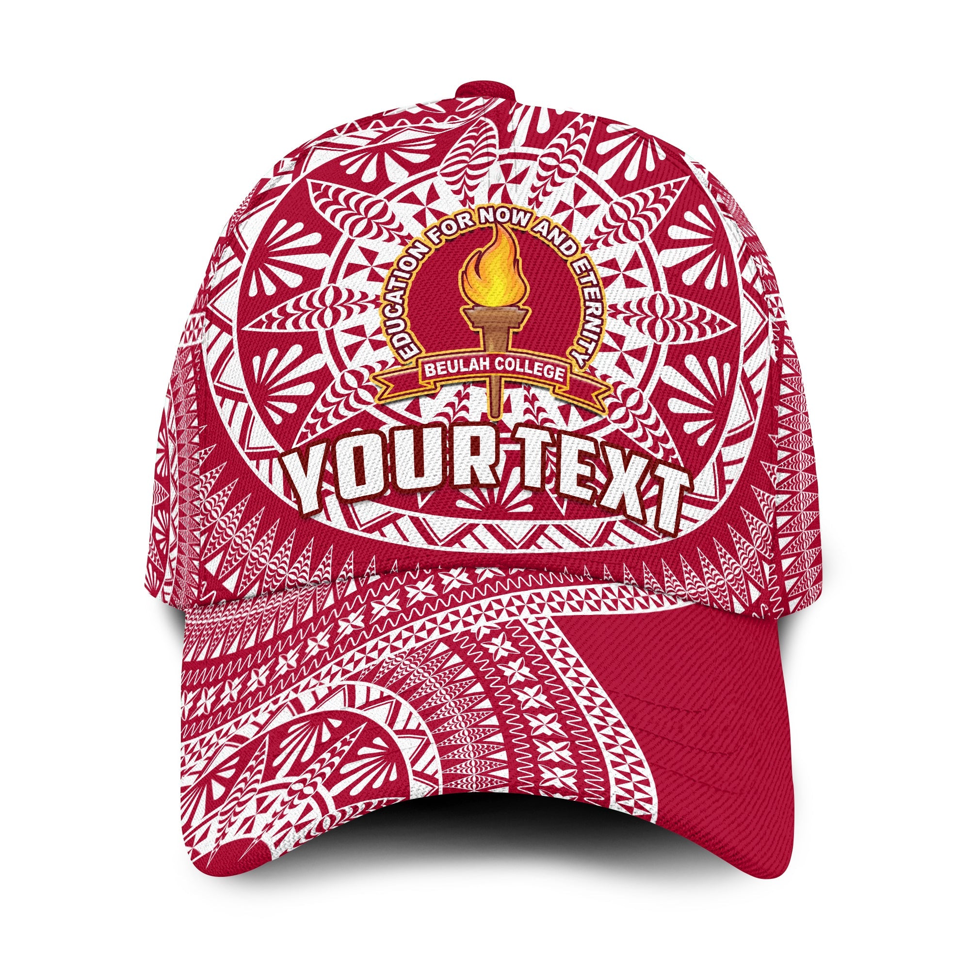 (Custom Personalised) Beulah Tonga College Classic Cap Tongan Ngatu Pattern Ver.01 LT14 Classic Cap Universal Fit Maroon - Polynesian Pride