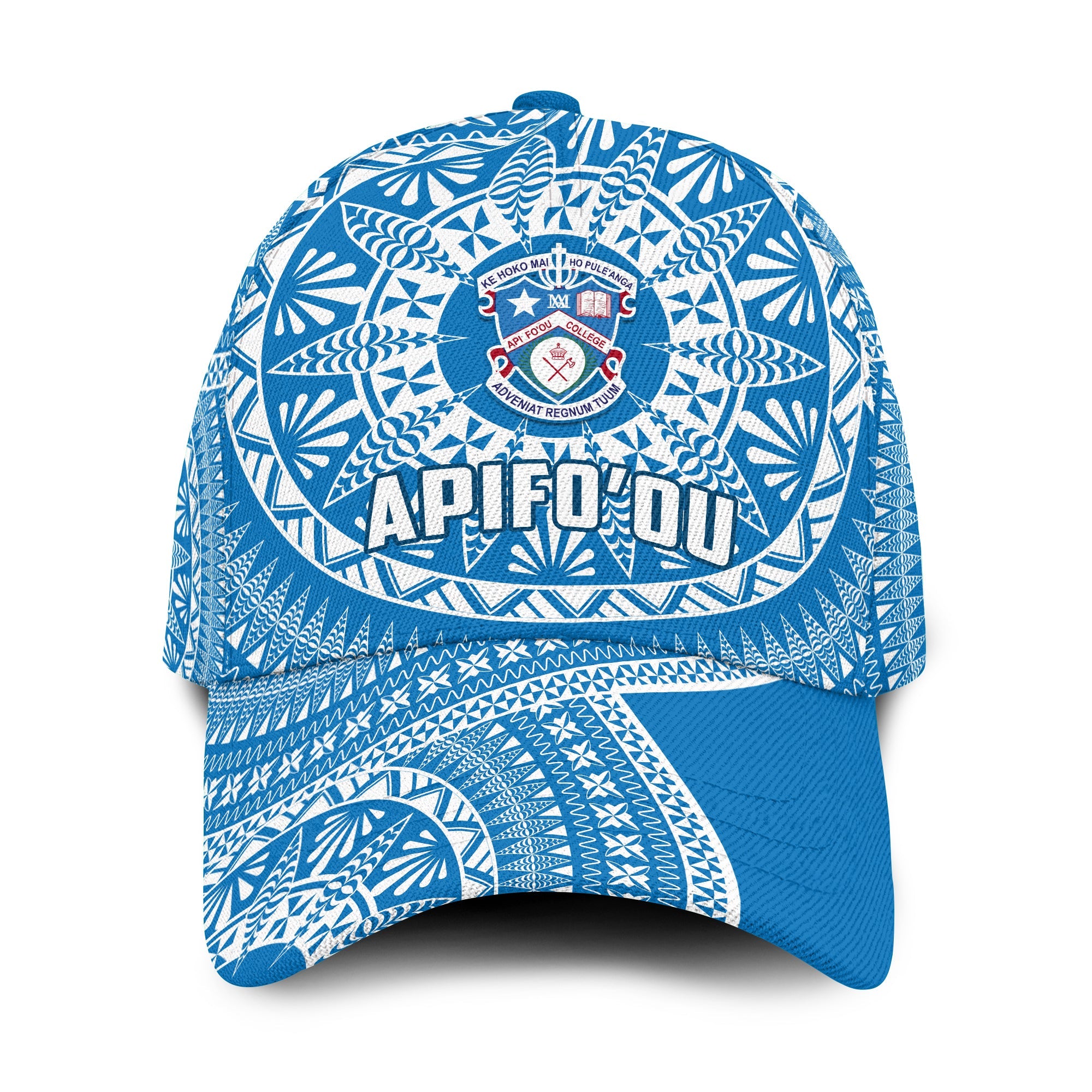 Apifoou Tonga College Classic Cap Tongan Ngatu Pattern Ver.01 LT14 Classic Cap Universal Fit Blue - Polynesian Pride