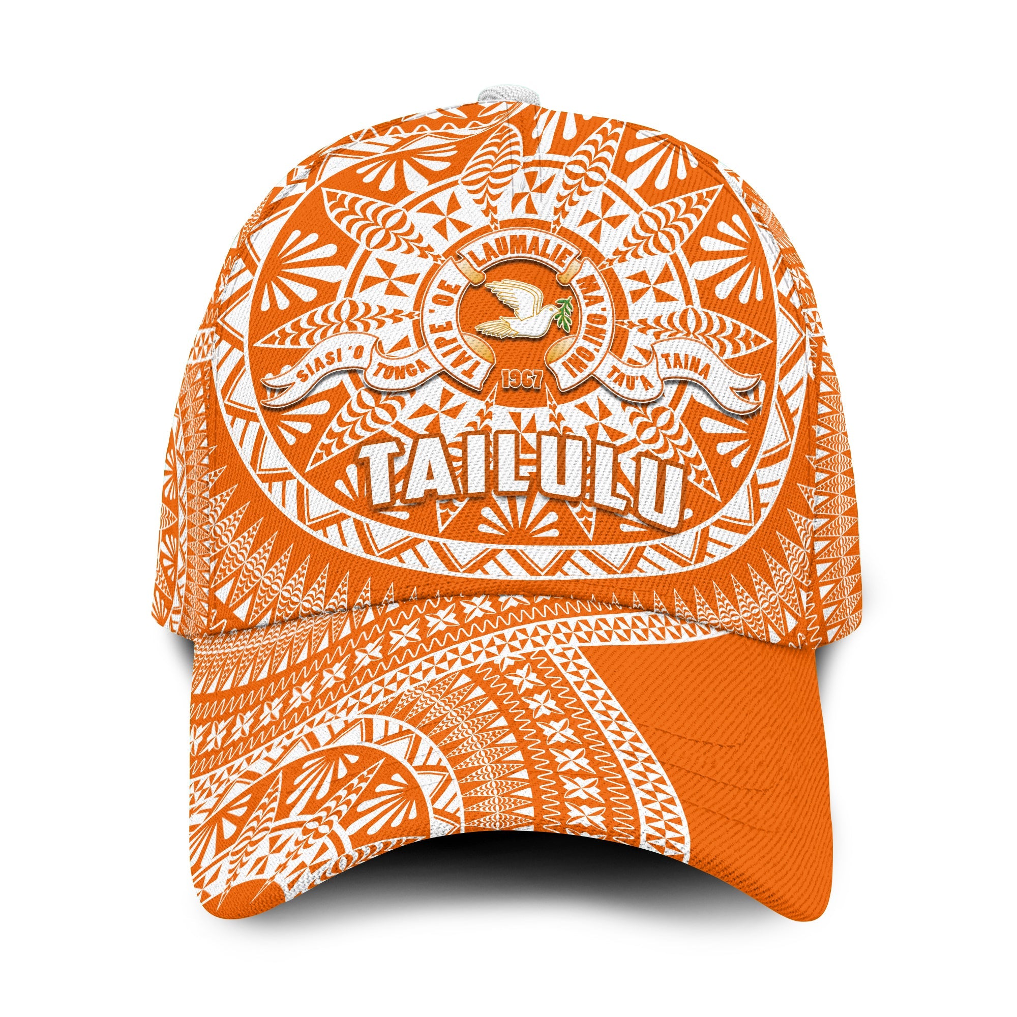 Tailulu Tonga College Classic Cap Tongan Ngatu Pattern Ver.01 LT14 Classic Cap Universal Fit Orange - Polynesian Pride