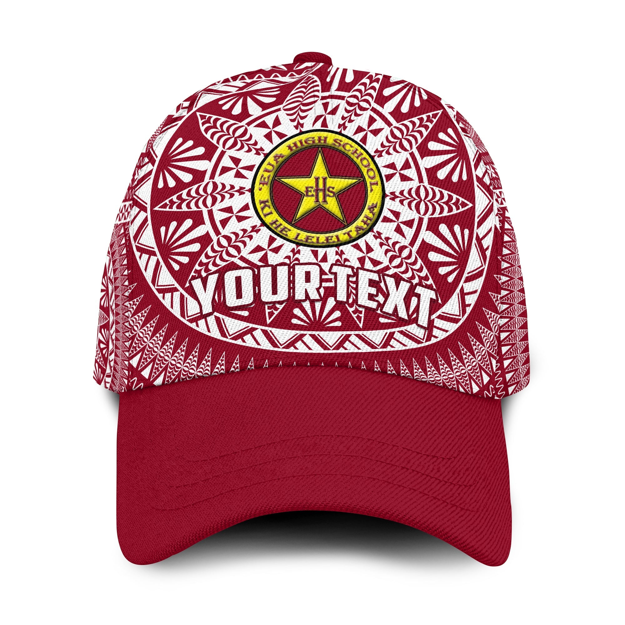 (Custom Personalised) Tonga Eua High School Classic Cap Tongan Ngatu Pattern Ver.02 LT14 Classic Cap Universal Fit Maroon - Polynesian Pride