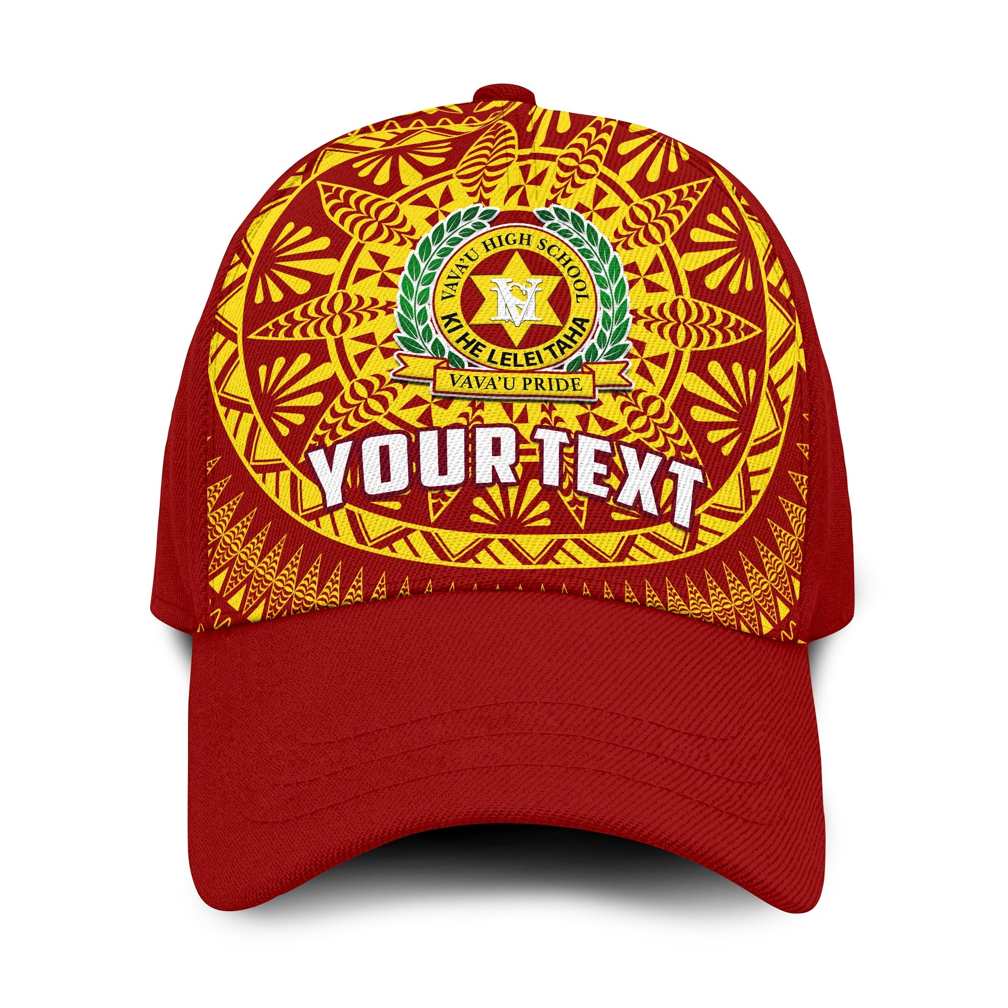 (Custom Personalised) Tonga Vavau High School Classic Cap Tongan Ngatu Pattern Ver.02 LT14 Classic Cap Universal Fit Red - Polynesian Pride