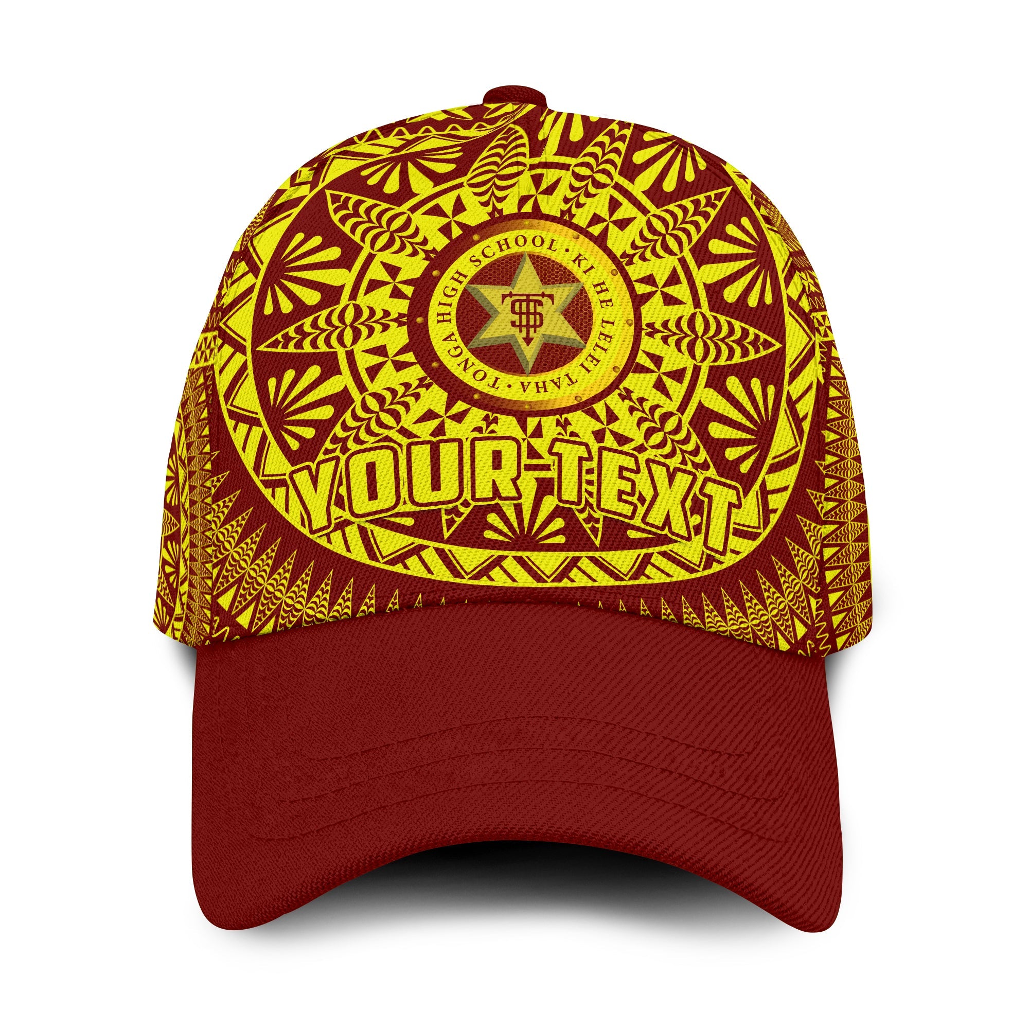 (Custom Personalised) Tonga High School Classic Cap Tongan Ngatu Pattern Ver.02 LT14 Classic Cap Universal Fit Red - Polynesian Pride