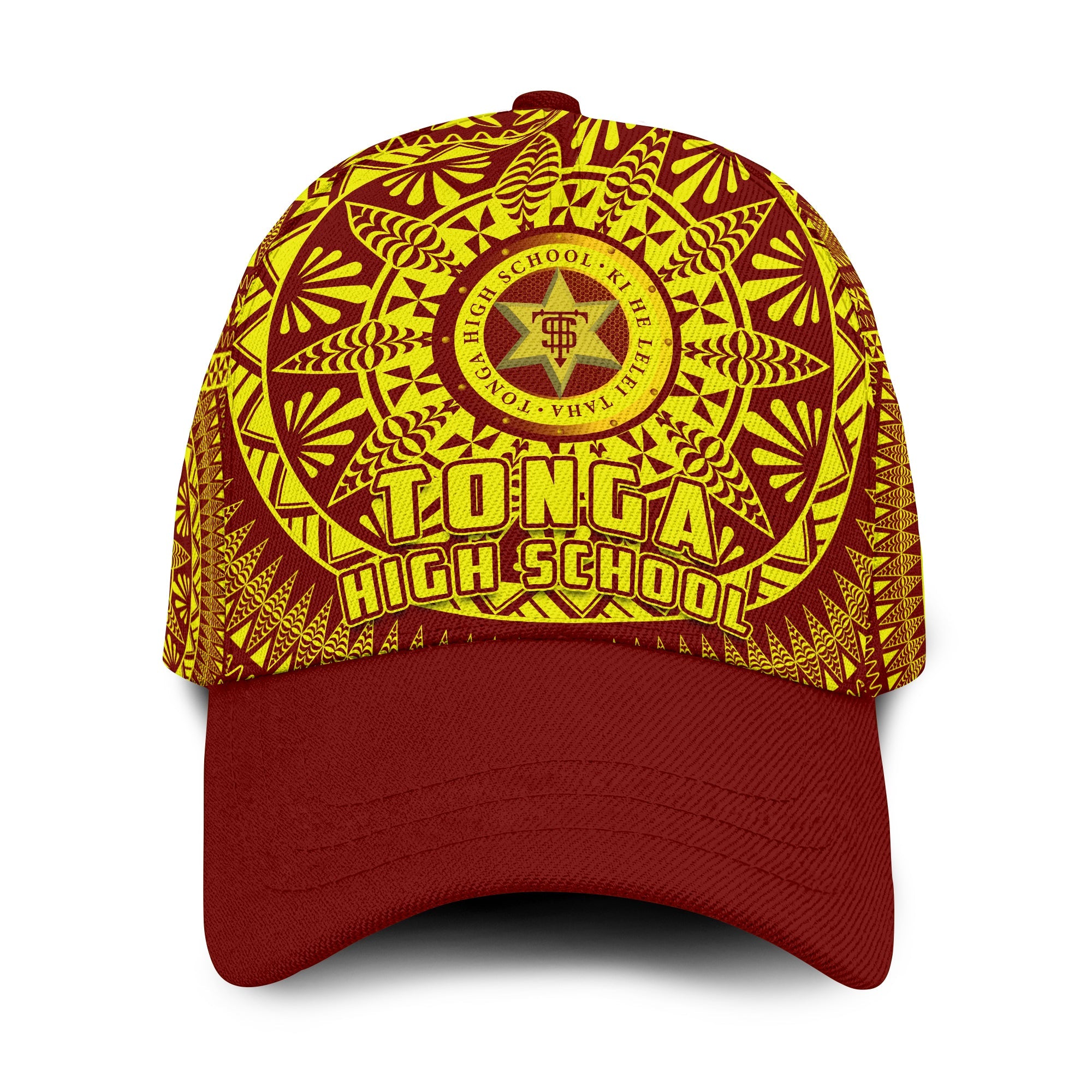 Tonga High School Classic Cap Tongan Ngatu Pattern Ver.02 LT14 Classic Cap Universal Fit Red - Polynesian Pride