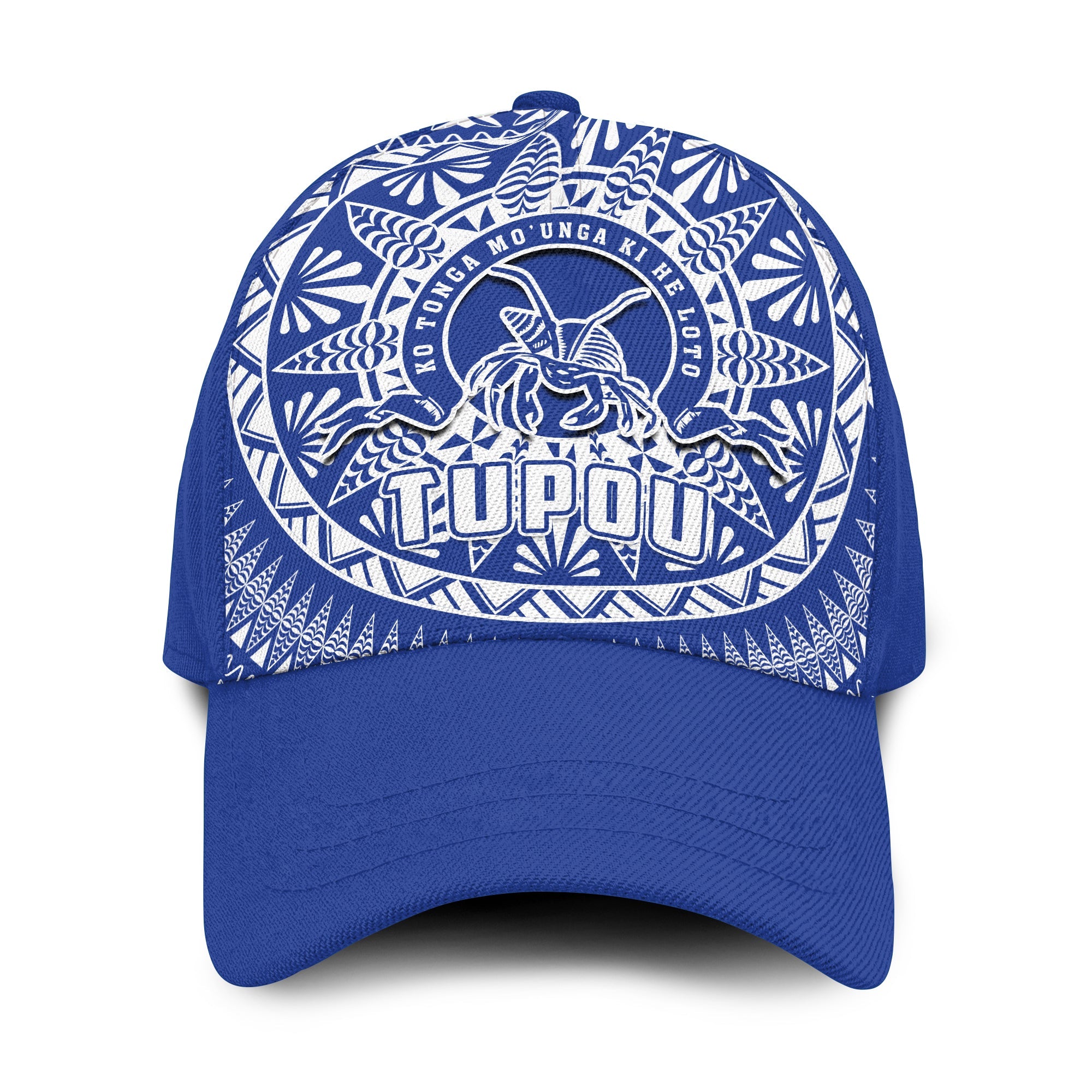 Tupou Tonga College Classic Cap Tongan Ngatu Pattern Ver.02 LT14 Classic Cap Universal Fit Blue - Polynesian Pride