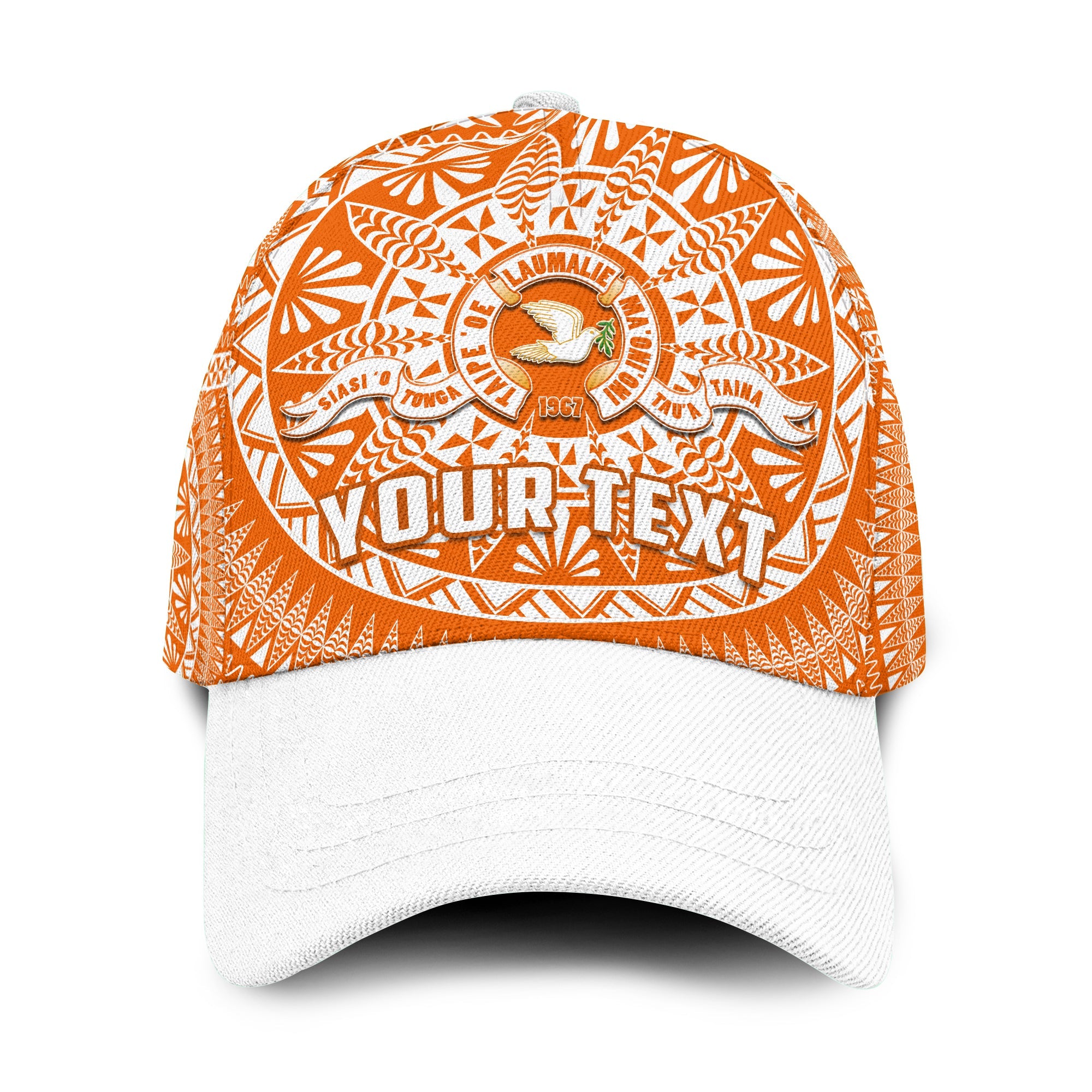 (Custom Personalised) Tailulu Tonga College Classic Cap Tongan Ngatu Pattern Ver.02 LT14 Classic Cap Universal Fit Orange - Polynesian Pride